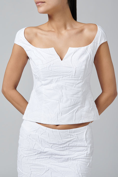 White U-Neck Crop Top