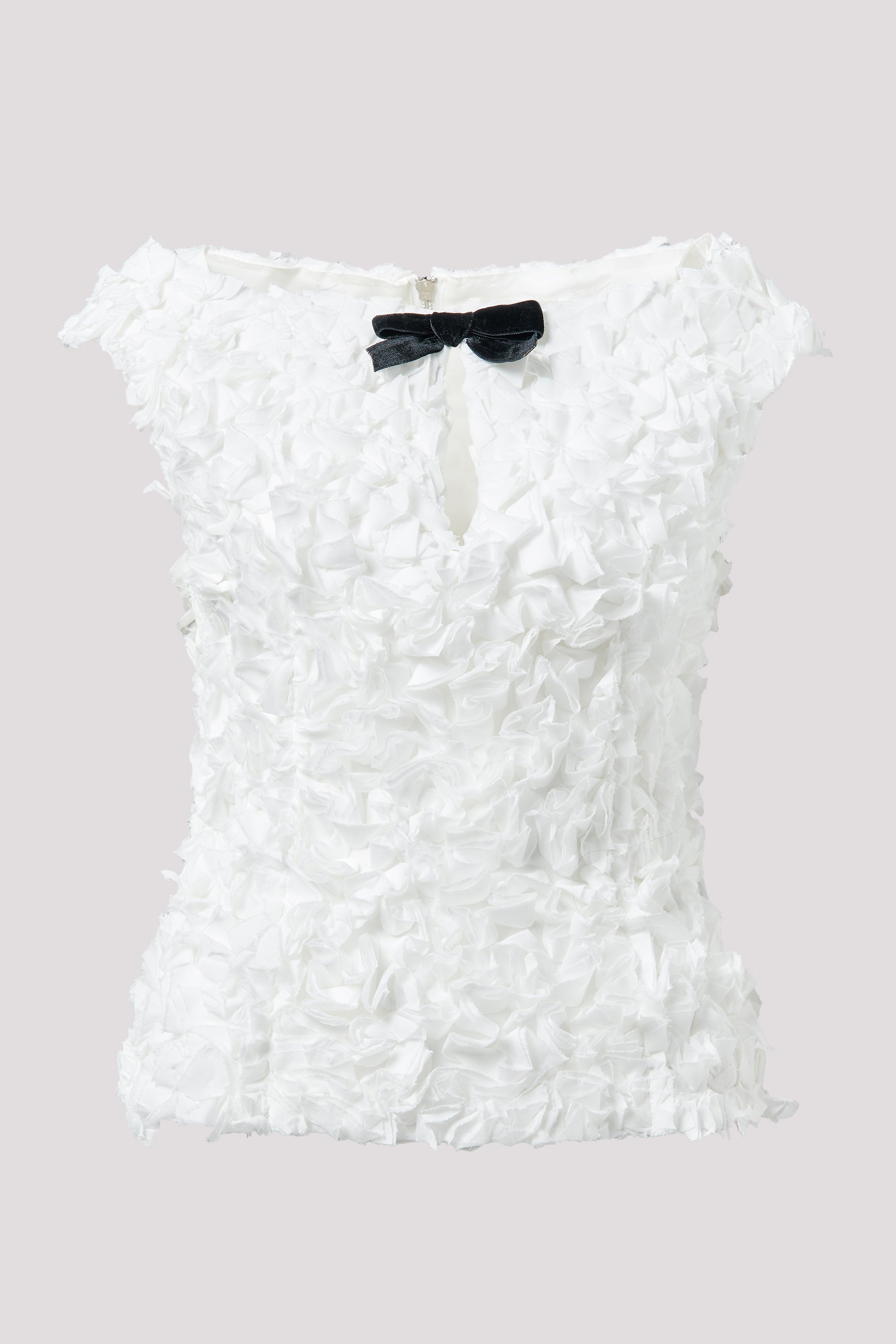 Shushu/Tong White Keyhole Cold-Shoulder Crop Top