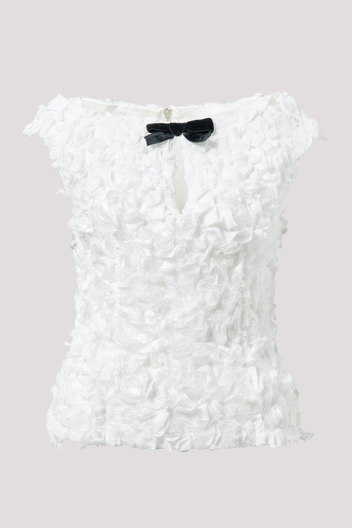 Shushu/Tong White Keyhole Cold-Shoulder Crop Top
