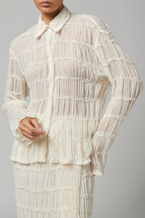 White Cropped Casual Shirt