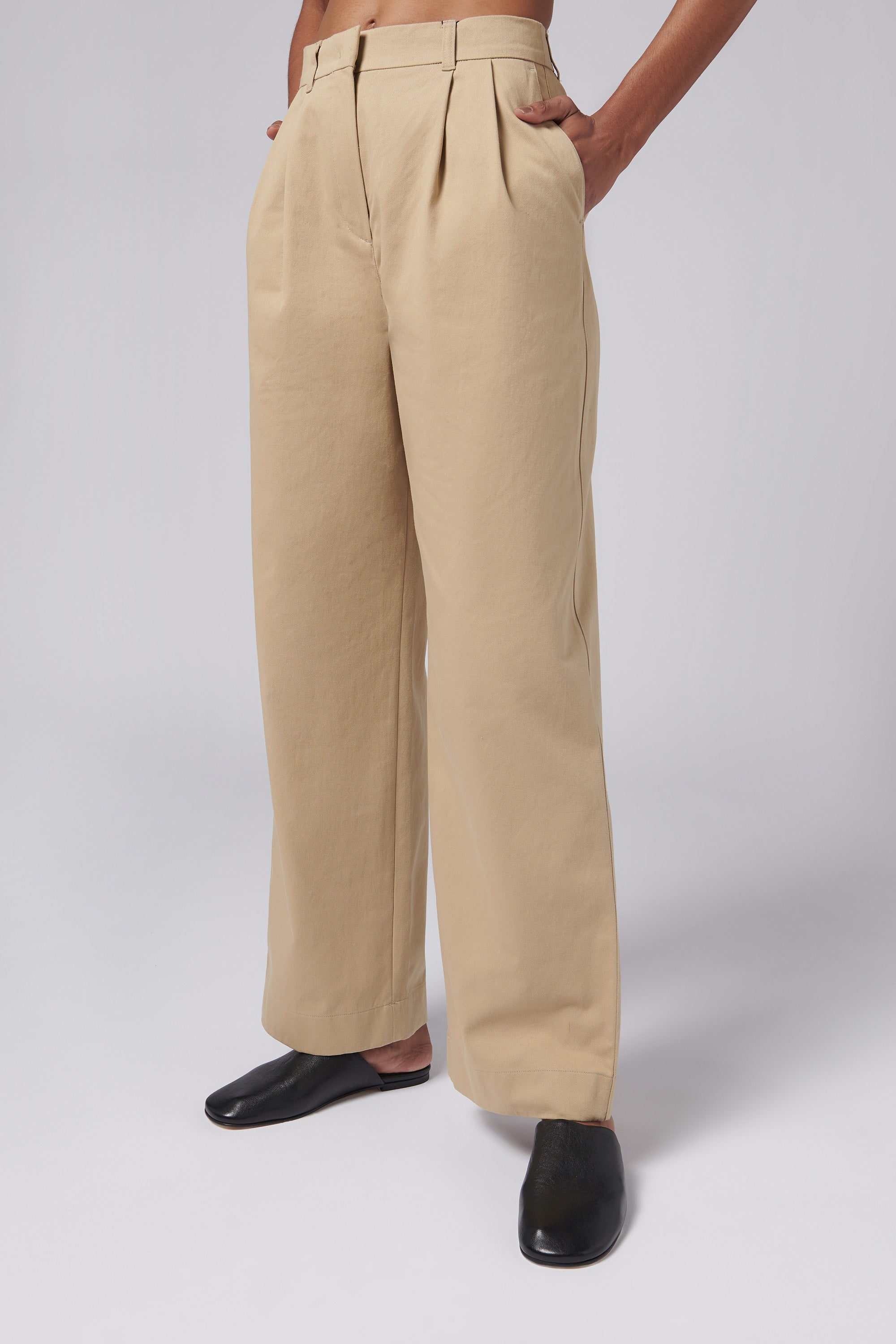 Dunst Double Pleated Wide Chino Slacks