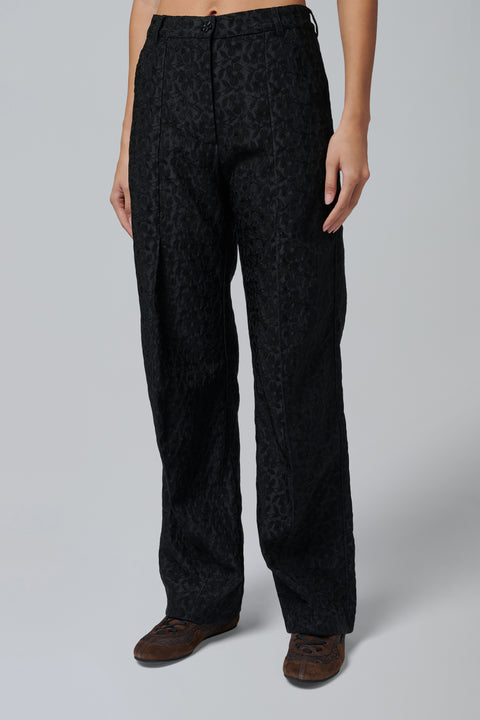 Black Begonia Jacquard Trousers