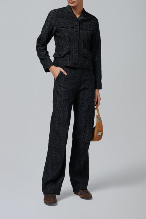 Black Begonia Jacquard Trousers