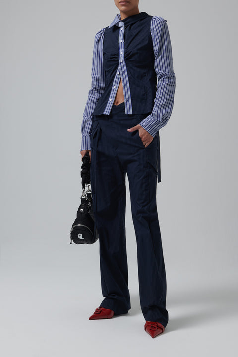 Blue Signature Wrap Suit Pants