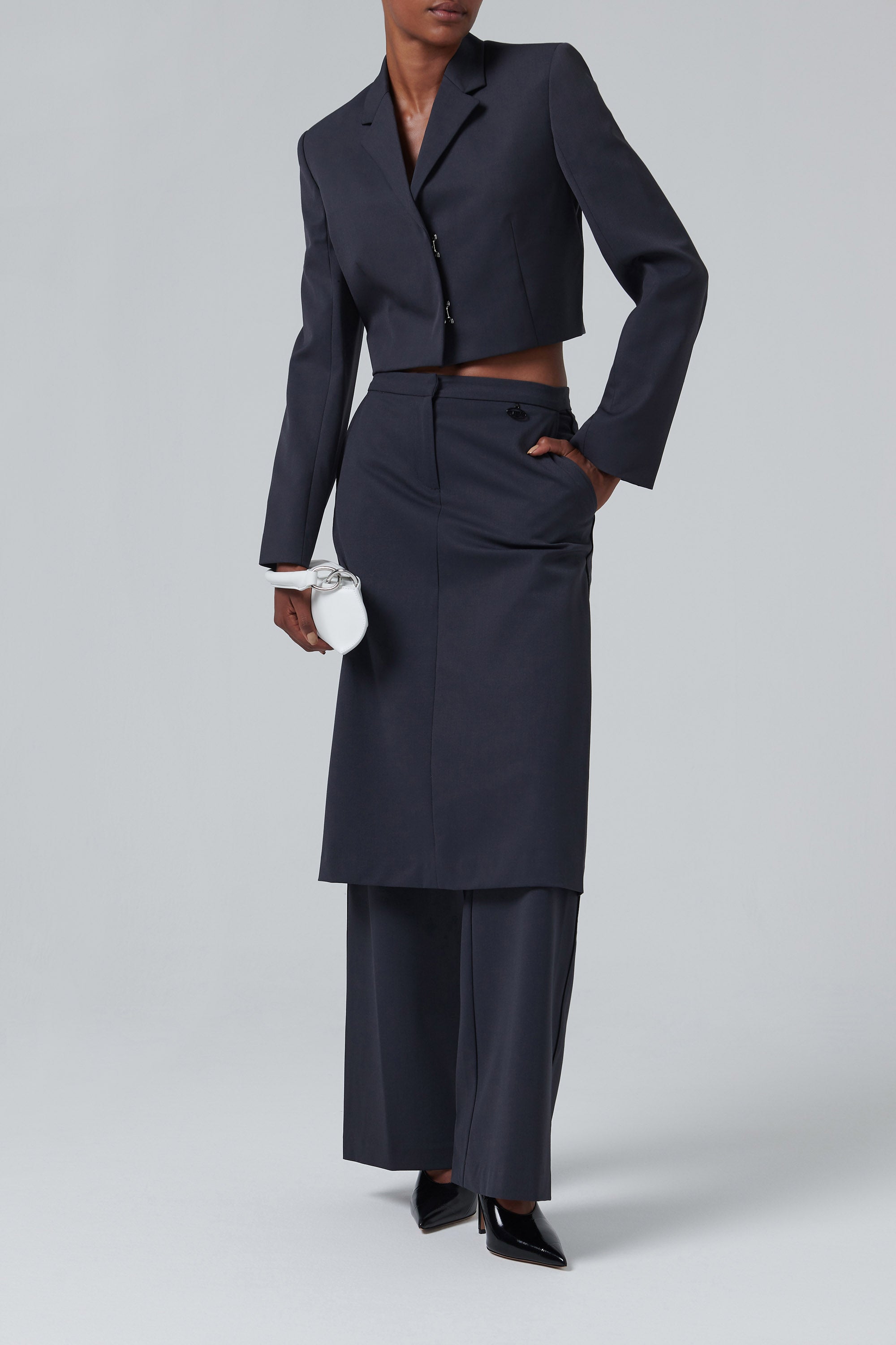 ジャケット・アウター Diesel G-Milla cropped blazer Diesel Grey G-Milla-P1 Cropped Blazer