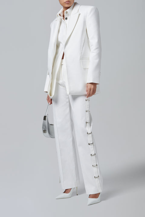 White Metal Detail Pants