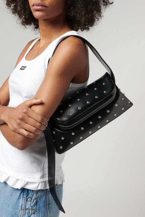 Black Folder Brot Bag With Stud