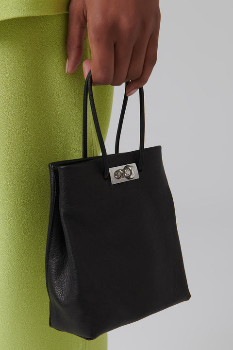 Short Lock Leather Mini Bag