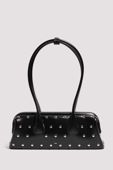 Black Boat Wide Mini Bag With Stud