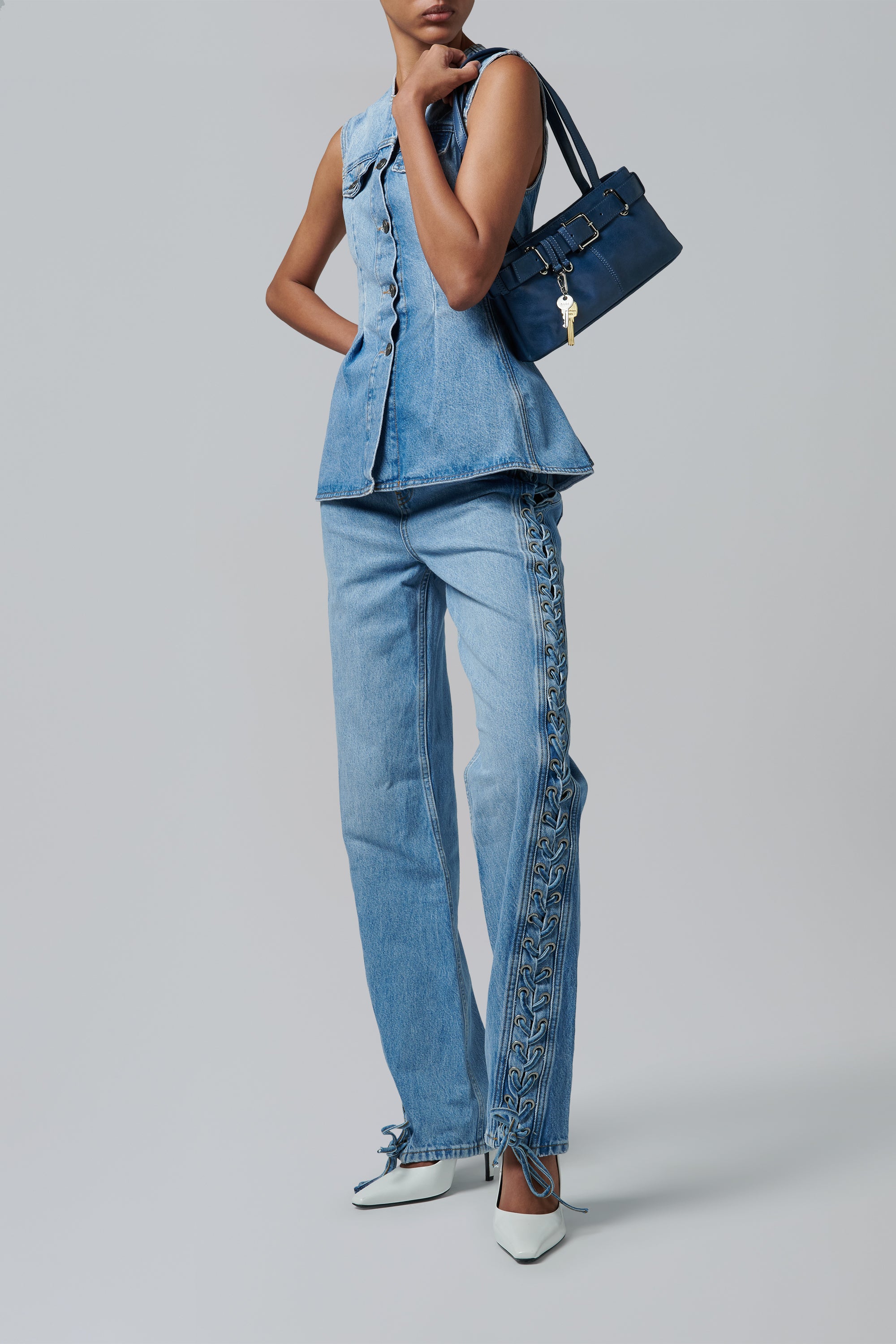 Osoi Navy Brocle Mini Shoulder Bag