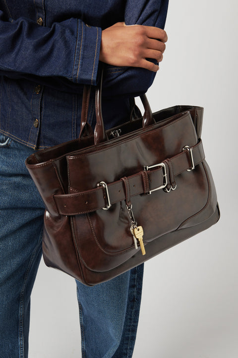 Dark Brown Brocle Tote