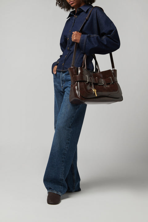 Dark Brown Brocle Tote