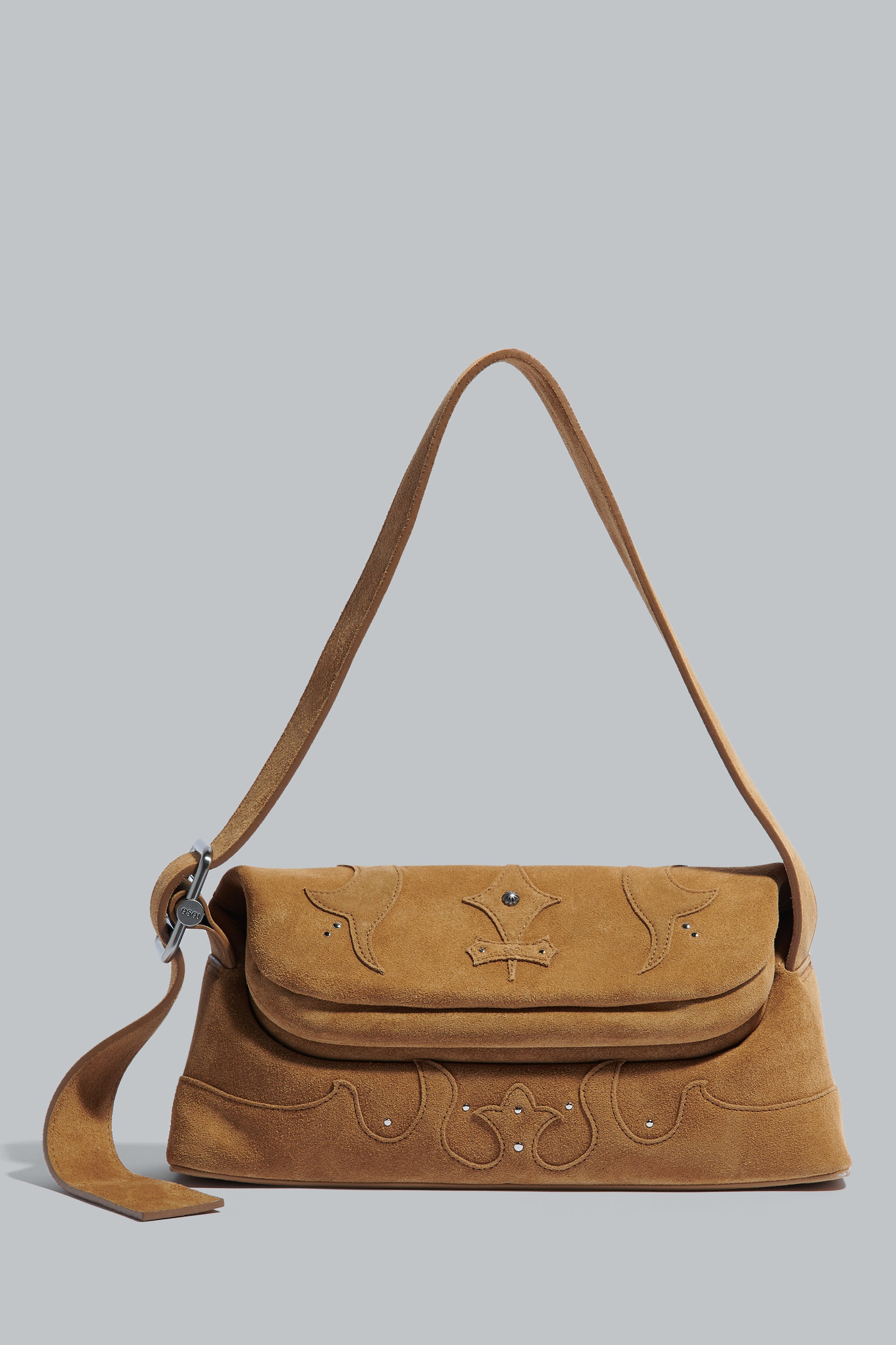 Osoi Brown Folder Brot Suede Shoulder Bag