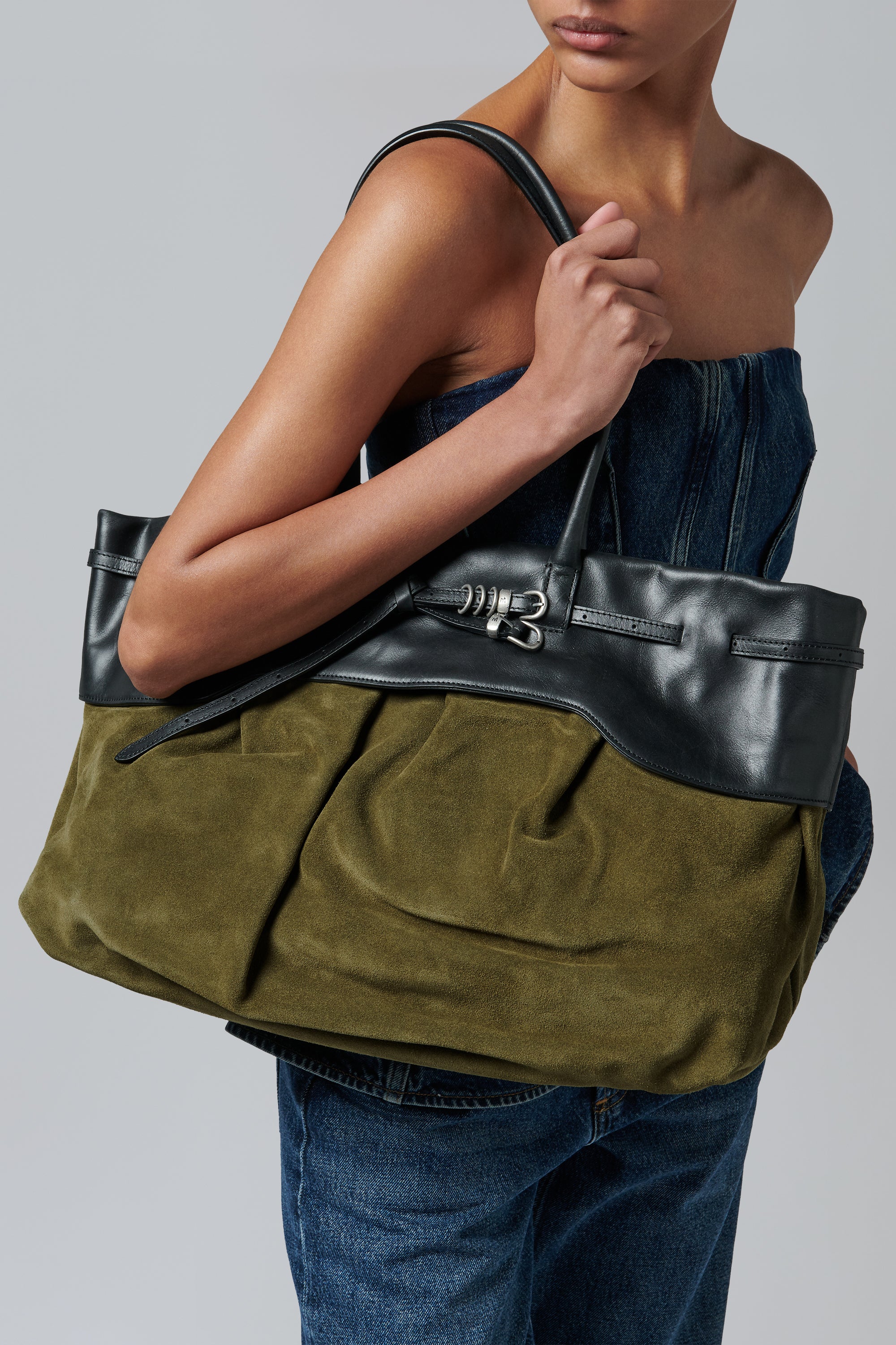 Marge Sherwood Black and Green Soft Grandma Layered Bag