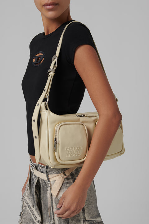 White Outpocket Hobo Bag