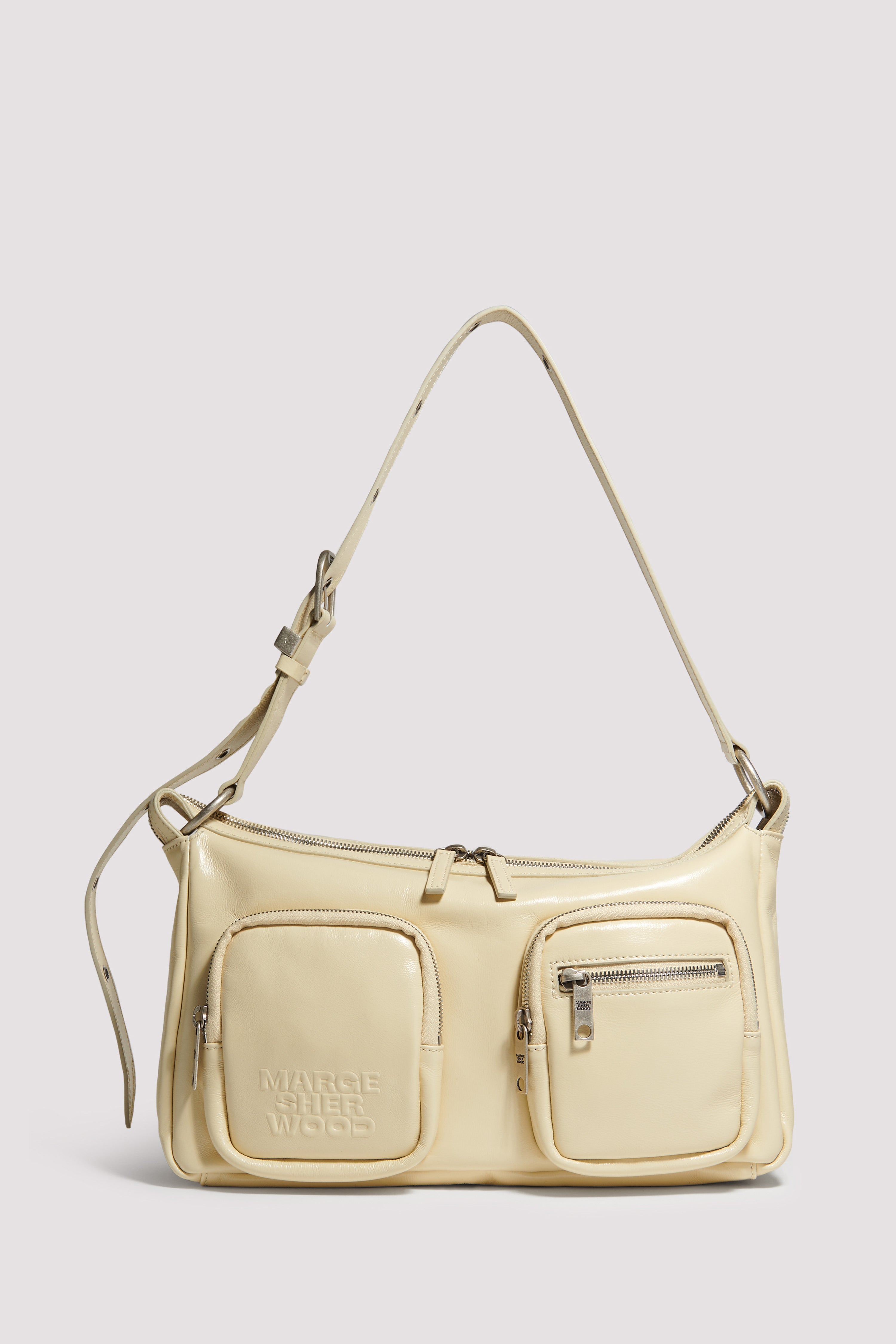 Marge Sherwood White Outpocket Hobo Bag