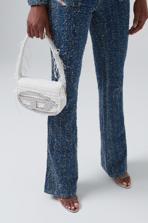 White 1DR Crystal Logo Shoulder Bag