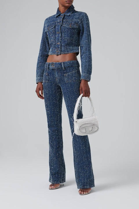 White 1DR Crystal Logo Shoulder Bag