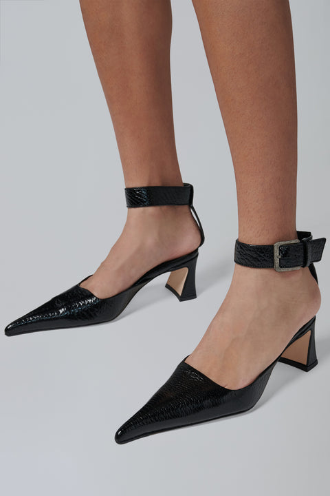 Black Qori 55 Ankle Strap Sandals