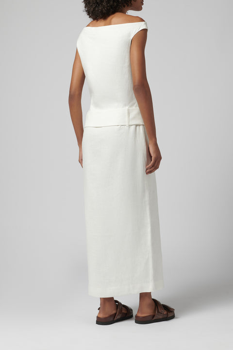 Ivory Off Shoulder Raquel Midi Dress