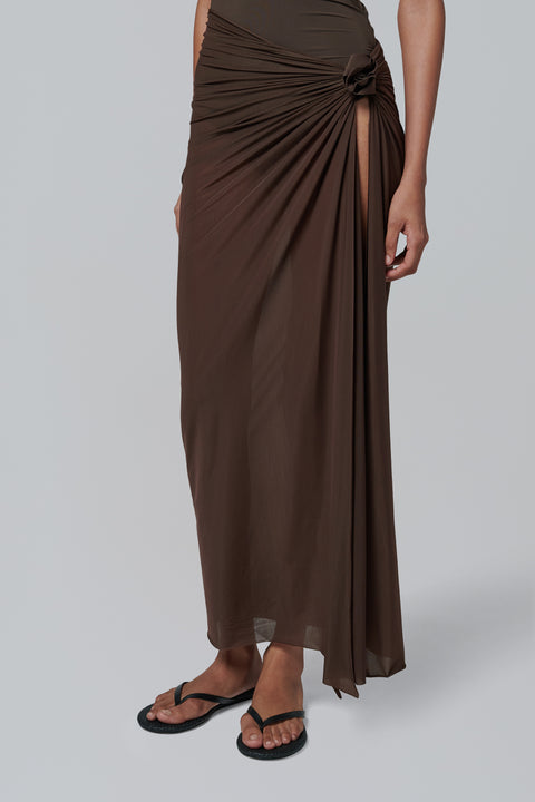Brown Pollera Midi Skirt