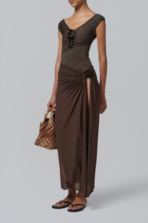 Brown Pollera Midi Skirt