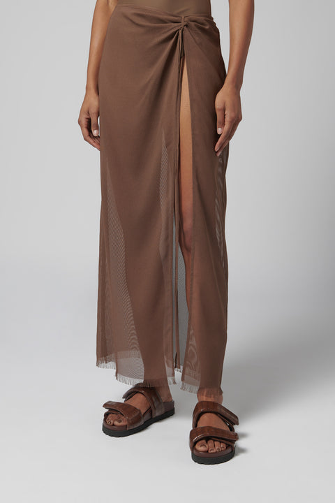 Brown Salina Midi Skirt