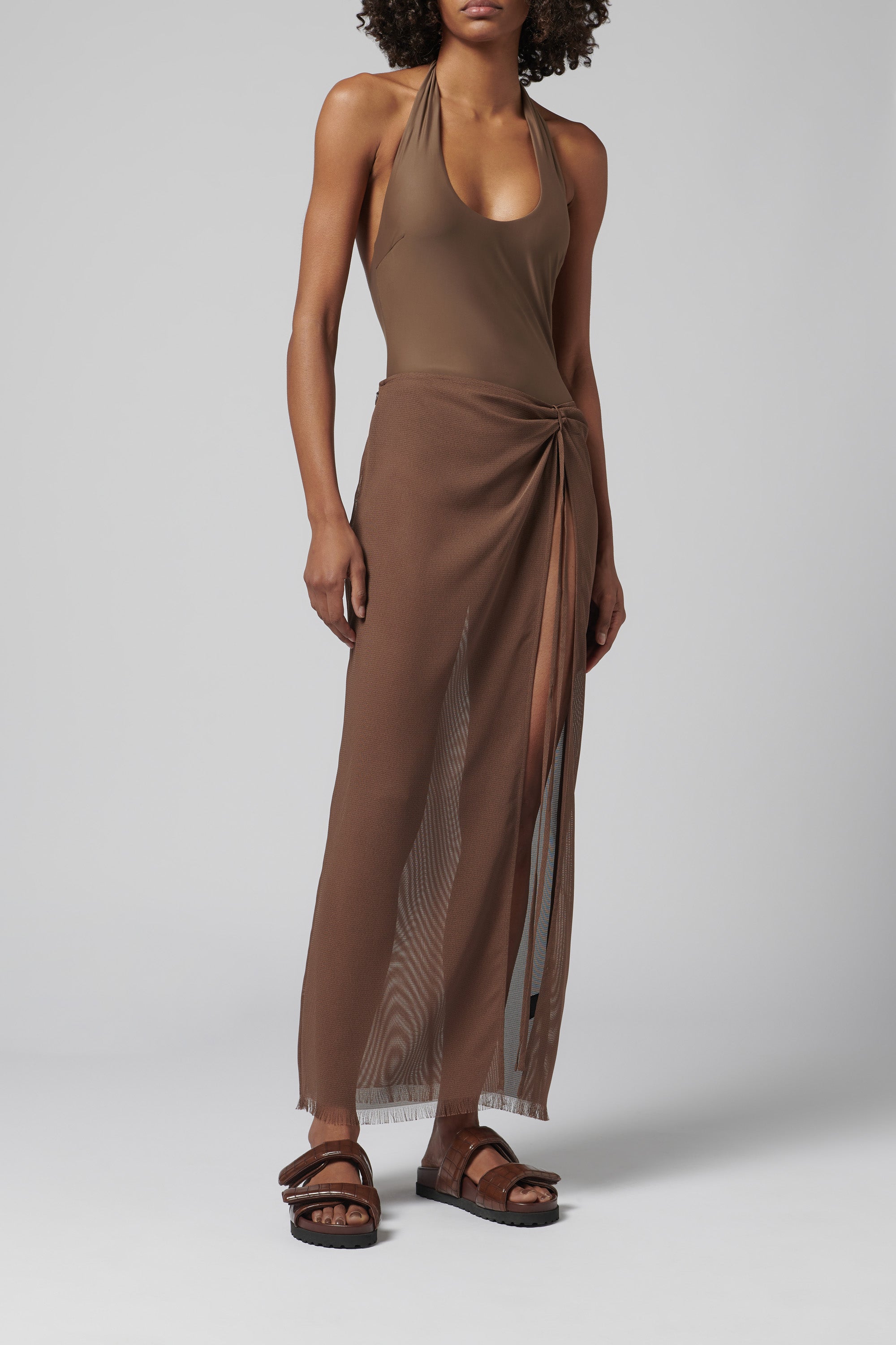 brown sir dress SIR, Bettina linen midi dress, Women, Brown, US 2, Dresses