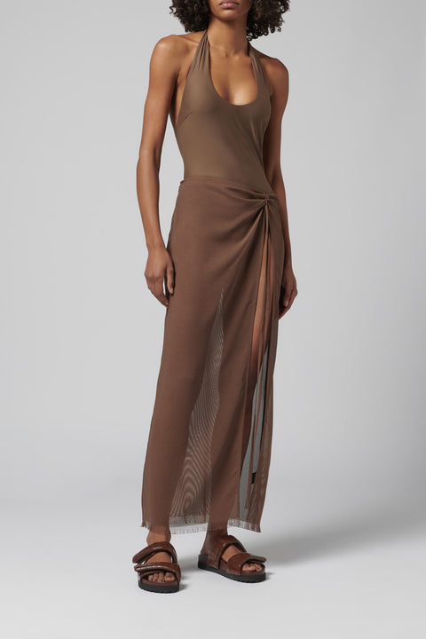 Brown Salina Midi Skirt