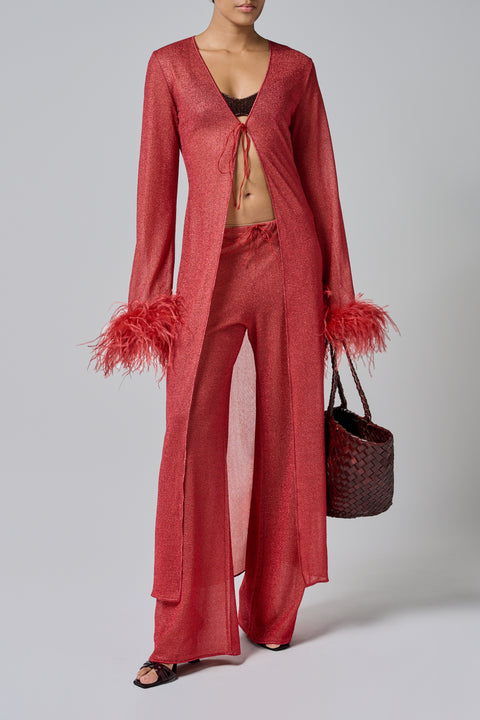 Red Lumiere Plumage Long Kaftan