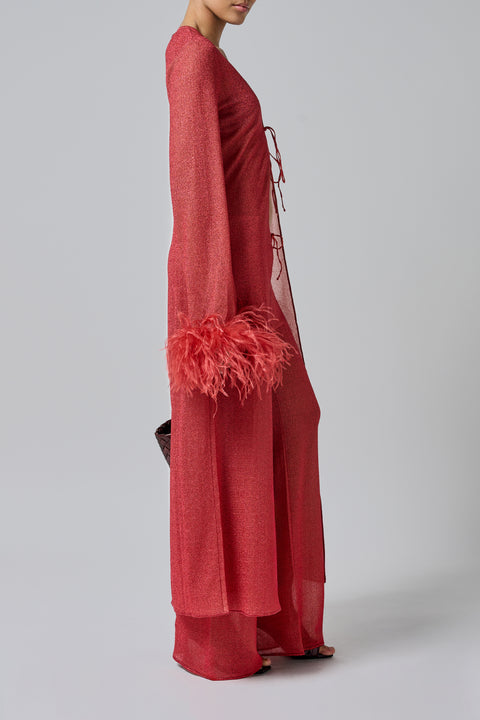 Red Lumiere Plumage Long Kaftan