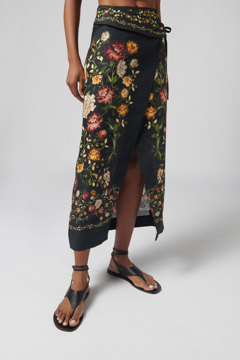 Tierra Floral-Print Midi Skirt