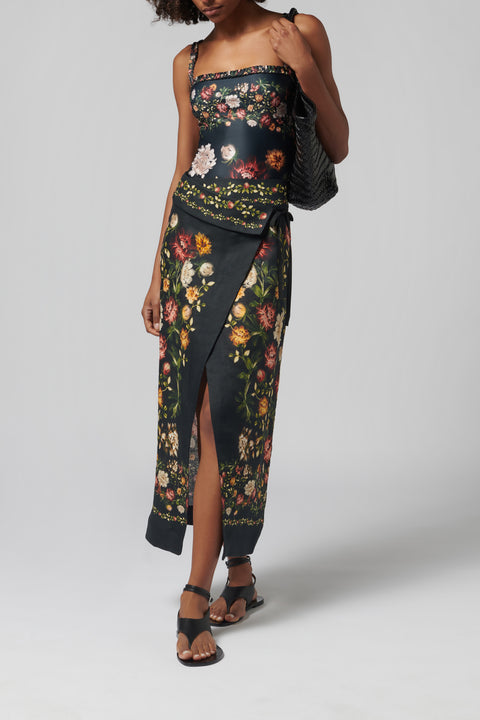 Tierra Floral-Print Midi Skirt