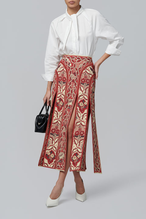 Red Kenny Midi Skirt