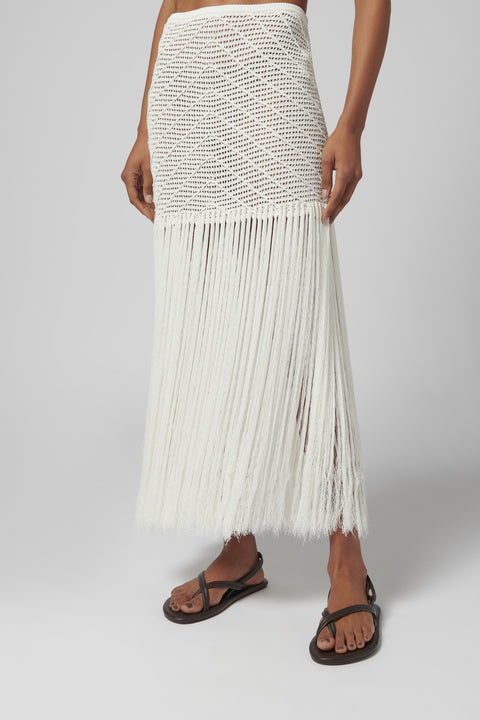 White Enda Midi Skirt