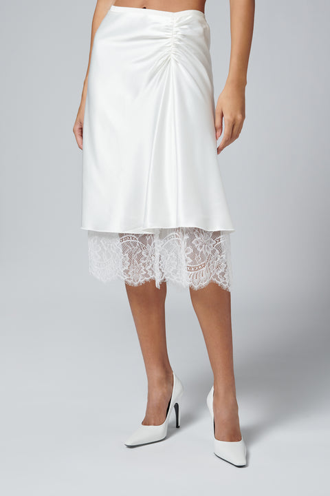 White Ingrid Lace Midi Skirt