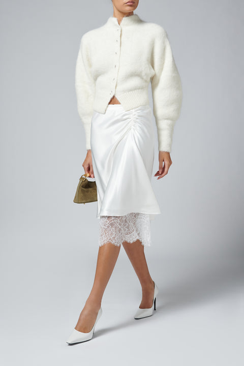 White Ingrid Lace Midi Skirt