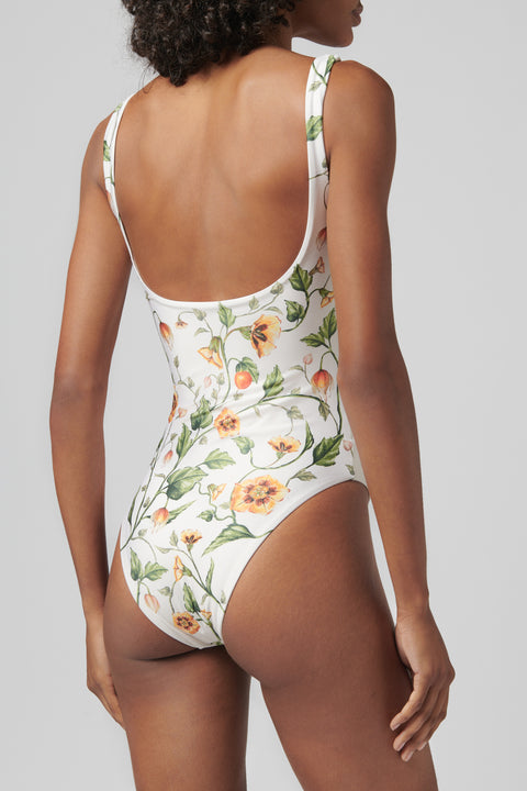 White Gema Floral-Print Swimsuit