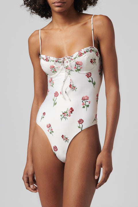 White Ébano Floral Embroidered Swimsuit
