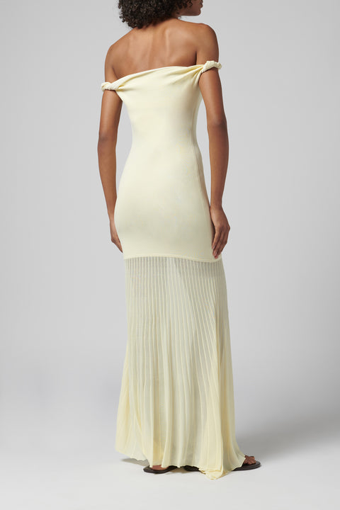 Beige Elia Off Shoulder Twist Dress