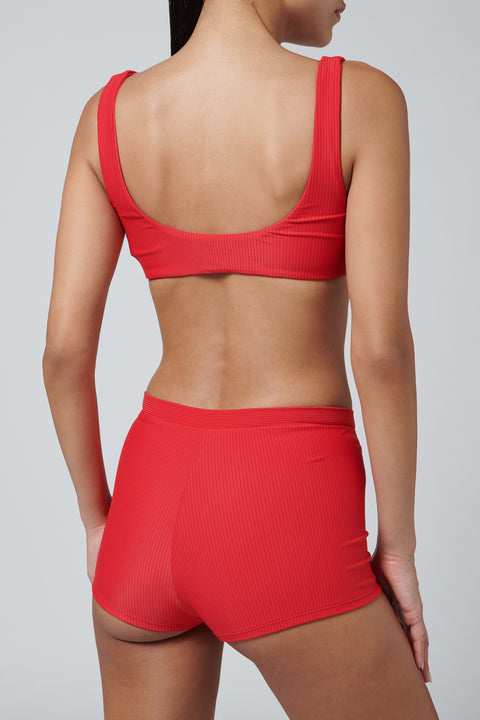 Red Rounded Edges Bikini Top