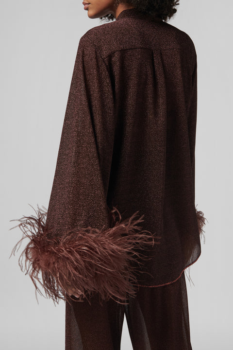 Brown Lumiere Plumage Long Shirt