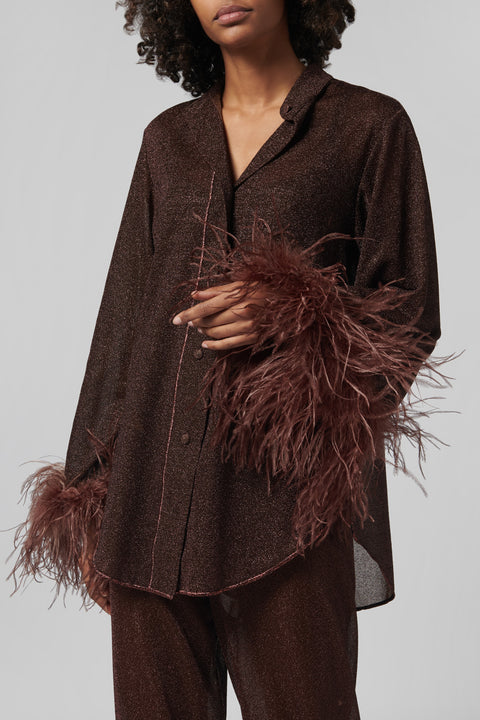 Brown Lumiere Plumage Long Shirt