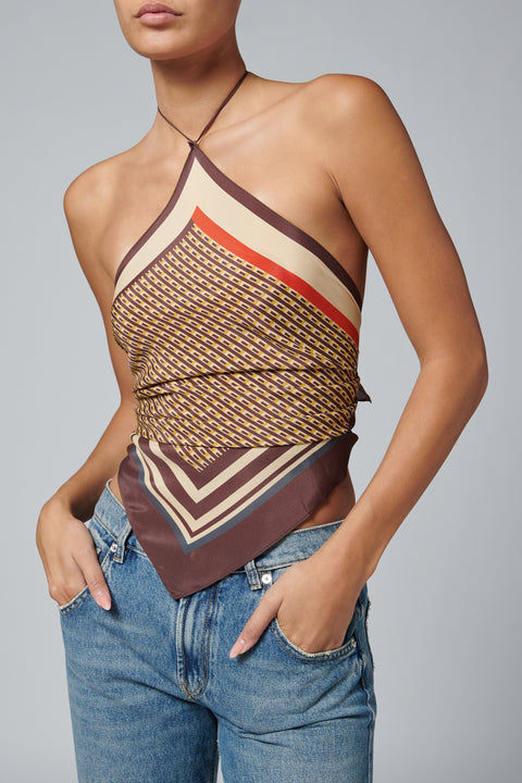 Brown Cooper Scarf Top