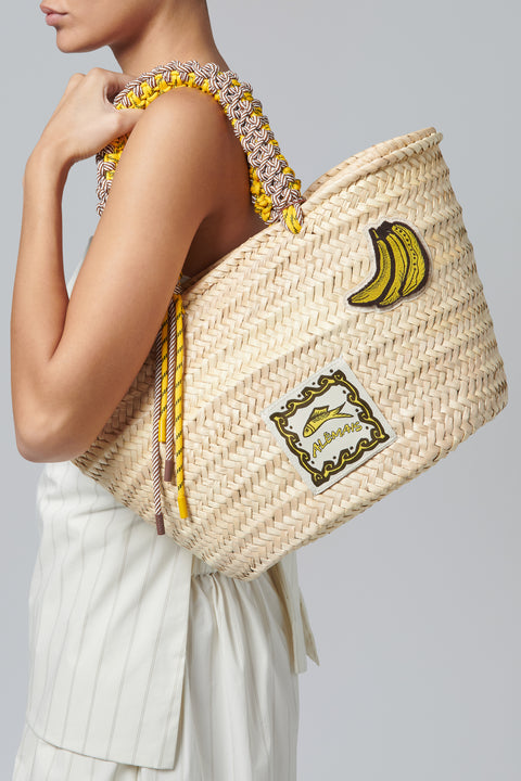 White Mona Midi Macrame Basket