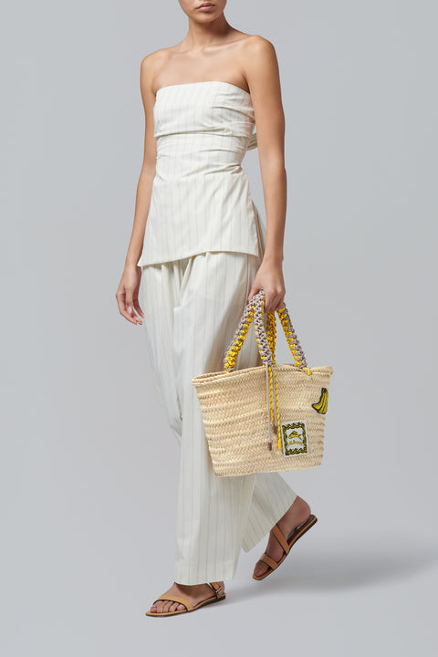 White Mona Midi Macrame Basket