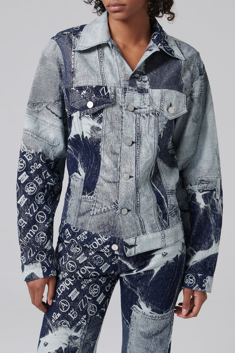 Multicoloured Patchwork Jacquard Trucker Jacket