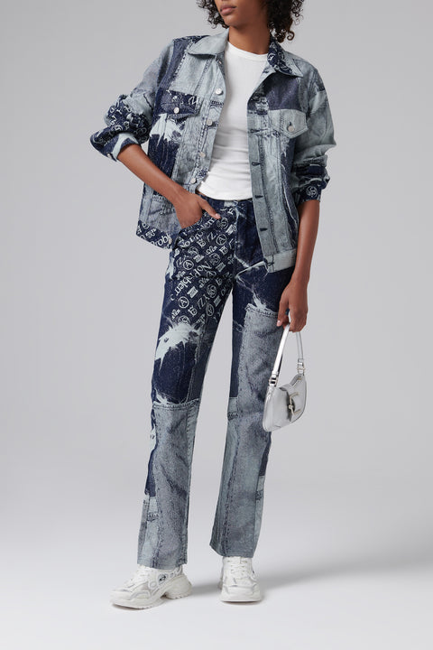 Multicoloured Patchwork Jacquard Trucker Jacket