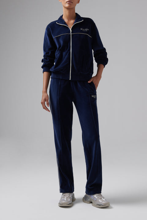 Blue Script Velour Track Jacket