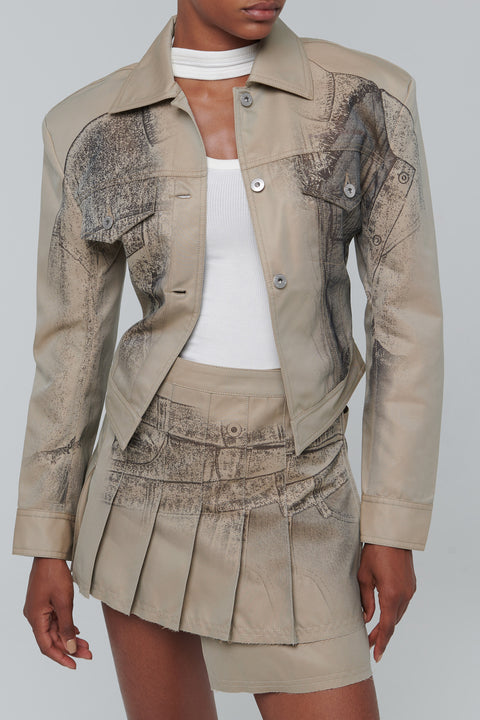 Khaki Deconstruction Printed Jacket